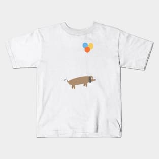 Cute cartoon dog floating with balloons Kids T-Shirt